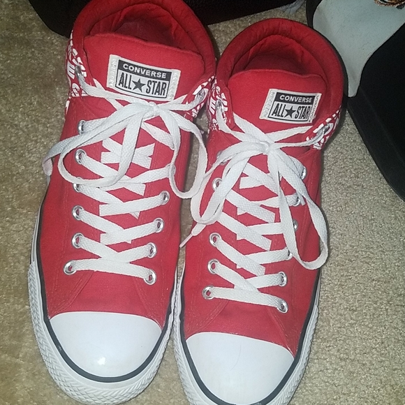 red and white converse shoes